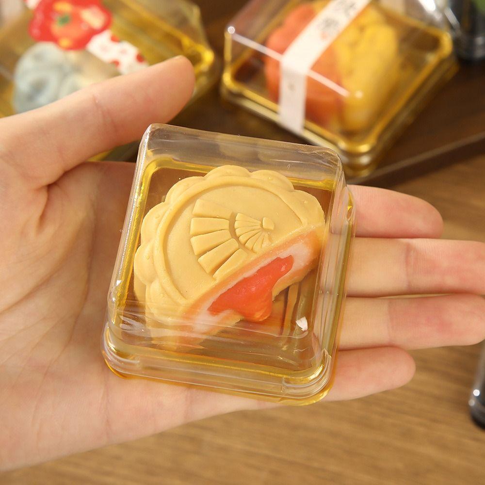 50Pcs 50/75/100g Moon Cake Boxes Sealed Cookies Storage Box Plastic Muffin Container  Festive Events