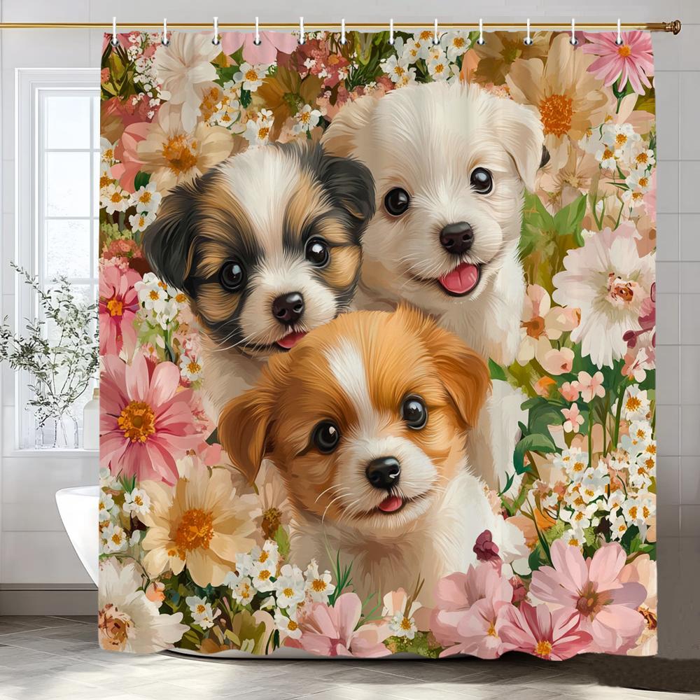 Cartoon Animals Shower Curtains Cute Fox Lion Deer Rabbit Autumn Floral Plant Kids Bath Curtain Polyester Bathroom Bathtub Dec