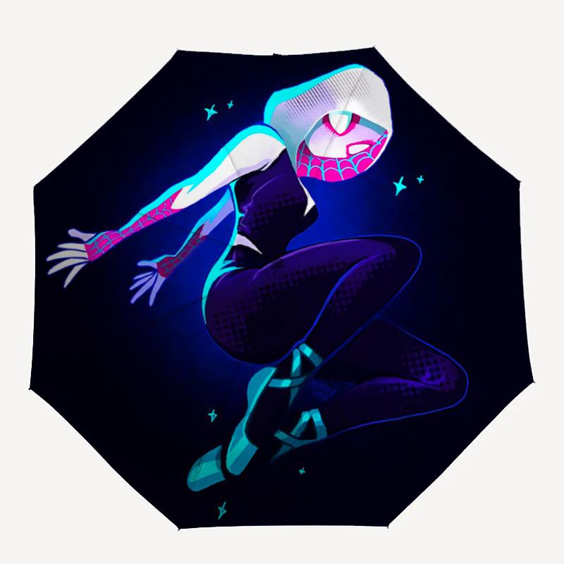 

1pc Spider-Gwen Automatic Folding Umbrella - Compact 8-Rib Design, Durable Plastic & Iron, Daily Use F104029