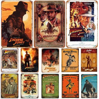Klasyczny Metalowy Plakat Filmowy Indiana Jones Metalowy Znak Retro Industrialny Wystrój Ścian Tablica Bar Garaż Dom Metalowy Znak Płyty Artystyczne