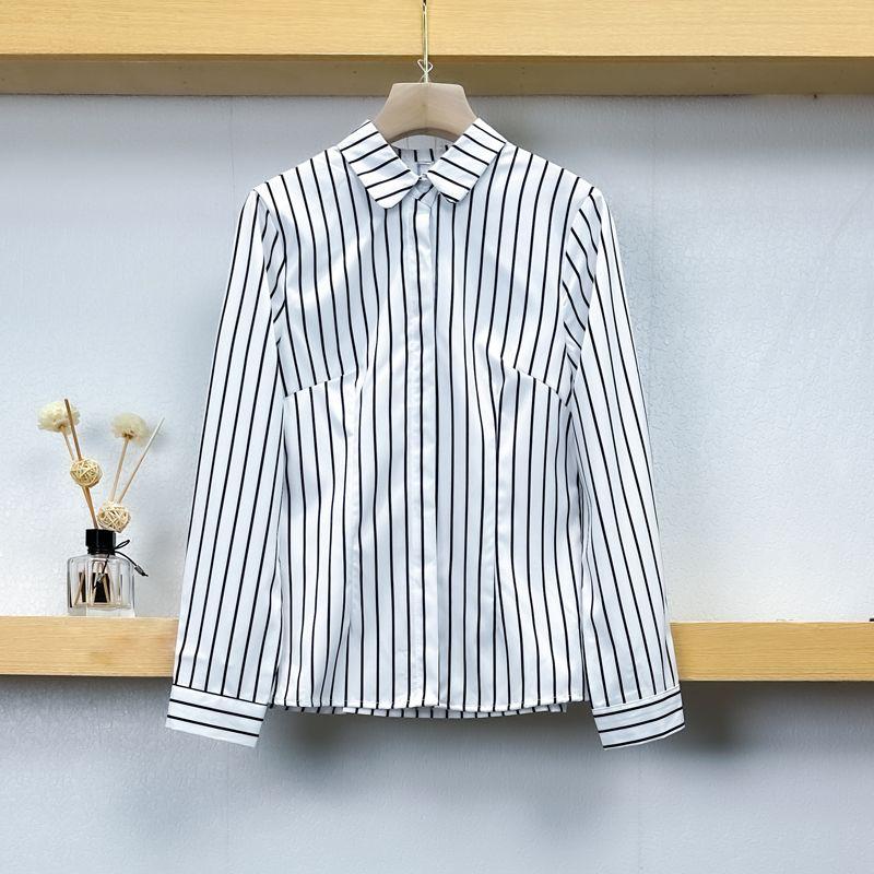 

Business Suit Women s Summer New Arrival Short Sleeve Stripes Shirt Hotel Front Office Cashier Hotel Waiter Workwear White Long Shirt M