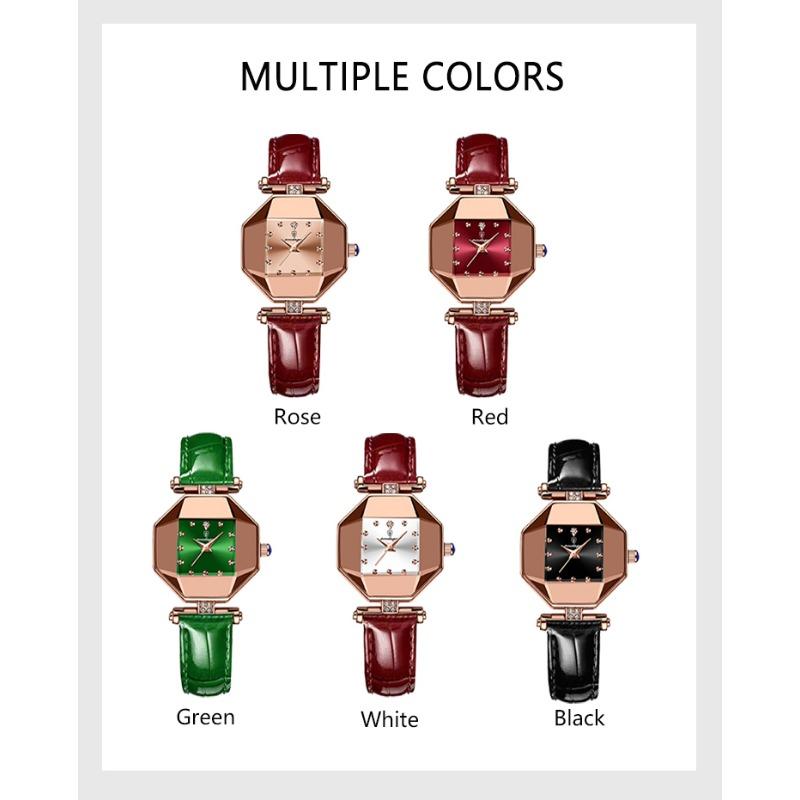 POEDAGAR Luxury Quartz Watch Elegant Fashion Red Dial Waterproof Ladies Leather Watches Women High Quality