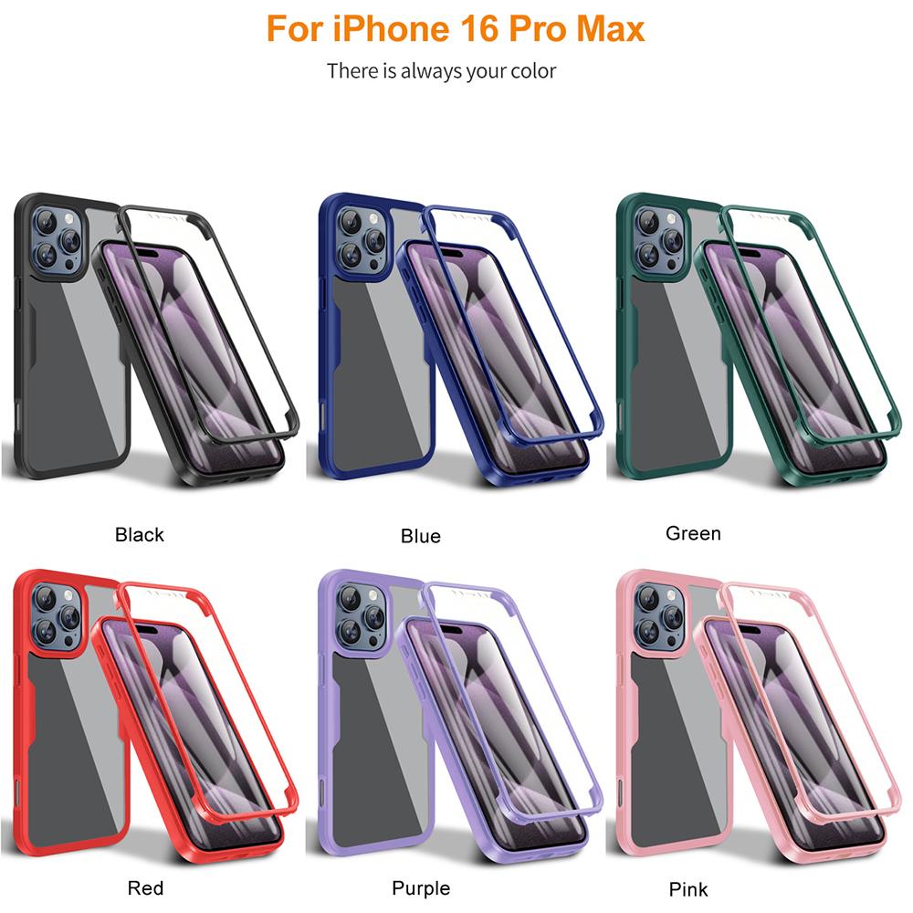360 Clear Shockproof Case For iPhone 16 Pro Max Screen Back Transparent Cover Full Protection For iPhone 16 Plus 16Pro Max Cases