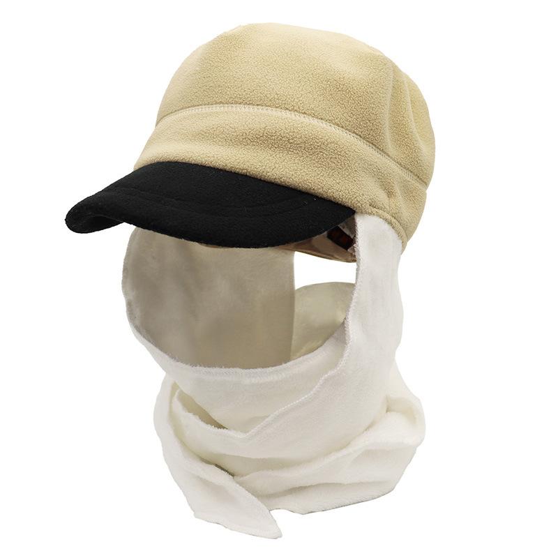 Outdoor Casual Fleece Scarf, Hat Two-piece Set, Windproof and Warm Winter Hat, Wind Hat, Scarf Integrated