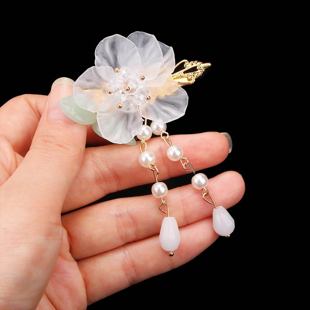 Bride Accessories White Crystal Ancient Style Green Leaf Hairpin Girls Hairpin Hair Clips Headdress