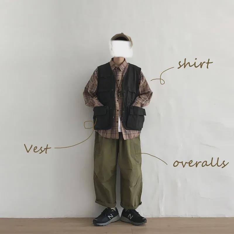 Unisex Japanese Retro Workwear Vest - Autumn Thin, Loose, Multi-Pocket Functional Jacket