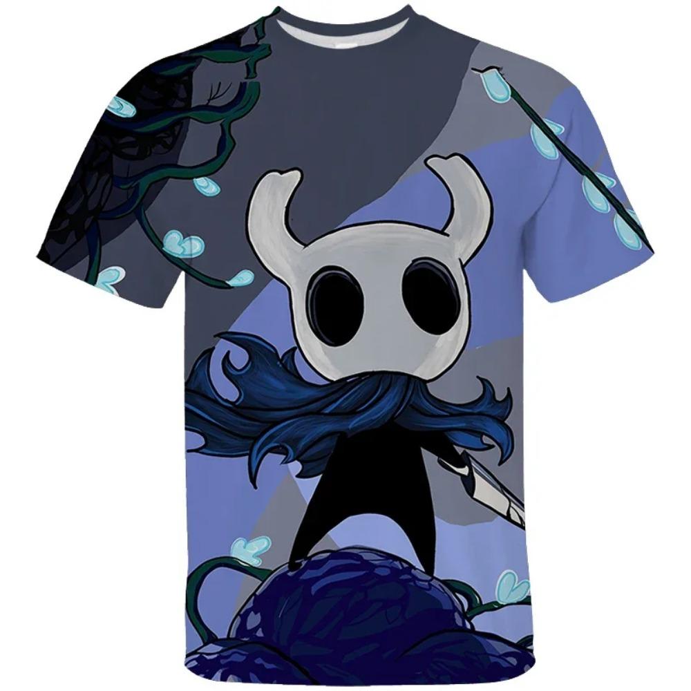 

Модна чоловіча та жіноча футболка Мультяшна футболка з 3D-принтом Hollow Knight Вільна з коротким рукавом Вуличний одяг Літній повсякденний дитячий топ Одяг 160