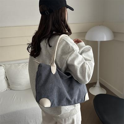 Duża pojemność torba na ramię jesienny leniwy styl literacki jednolity kolor spersonalizowana torba na zakupy