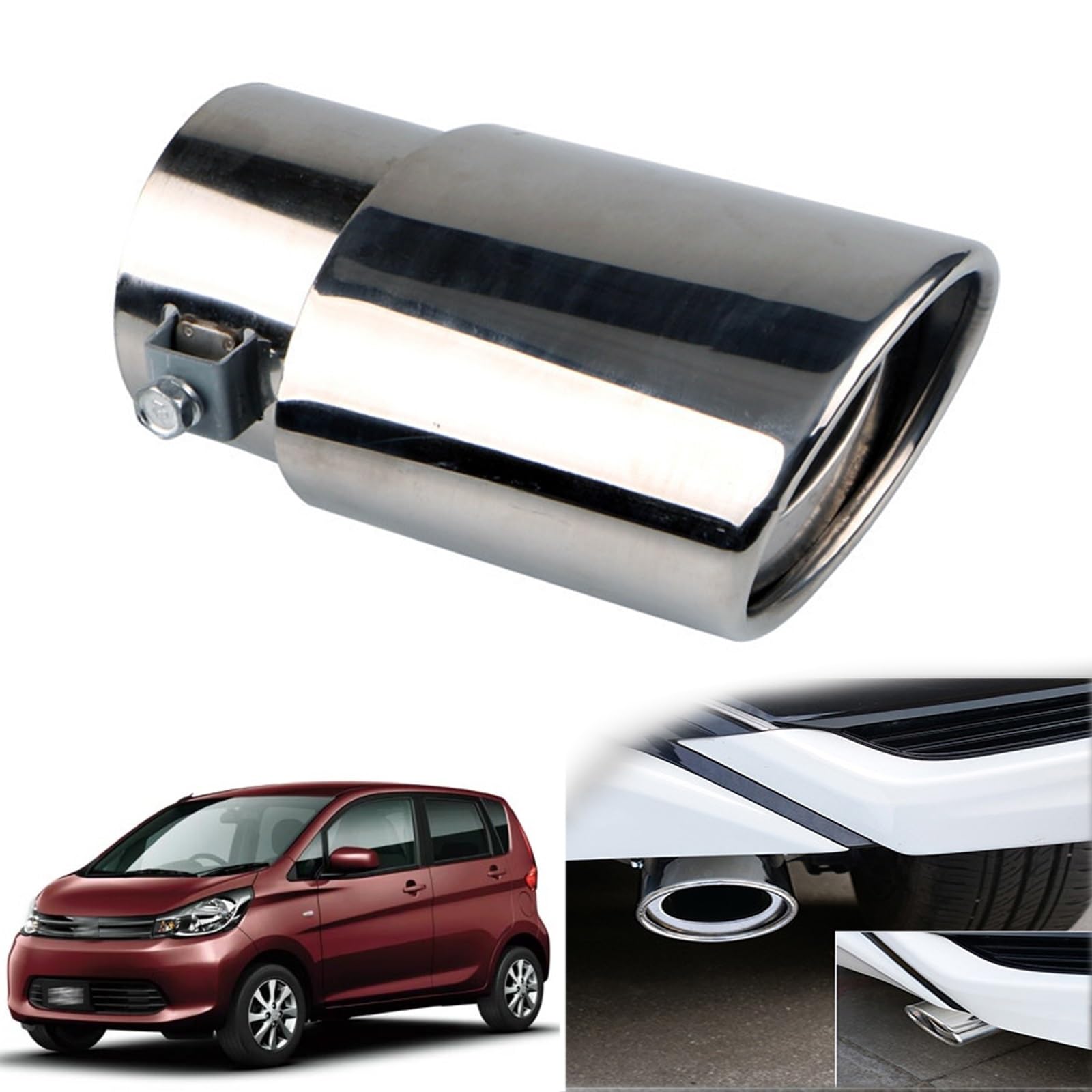 

Mitsubishi eK Wagon B11W Exclusive Muffler Cutter Car Tailpipe Custom straight серебряный