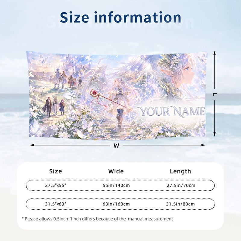 Custom Text Beach Towel, Soft Absorbent Swimming Multi-use TowelFrieren Beyond Journey's End