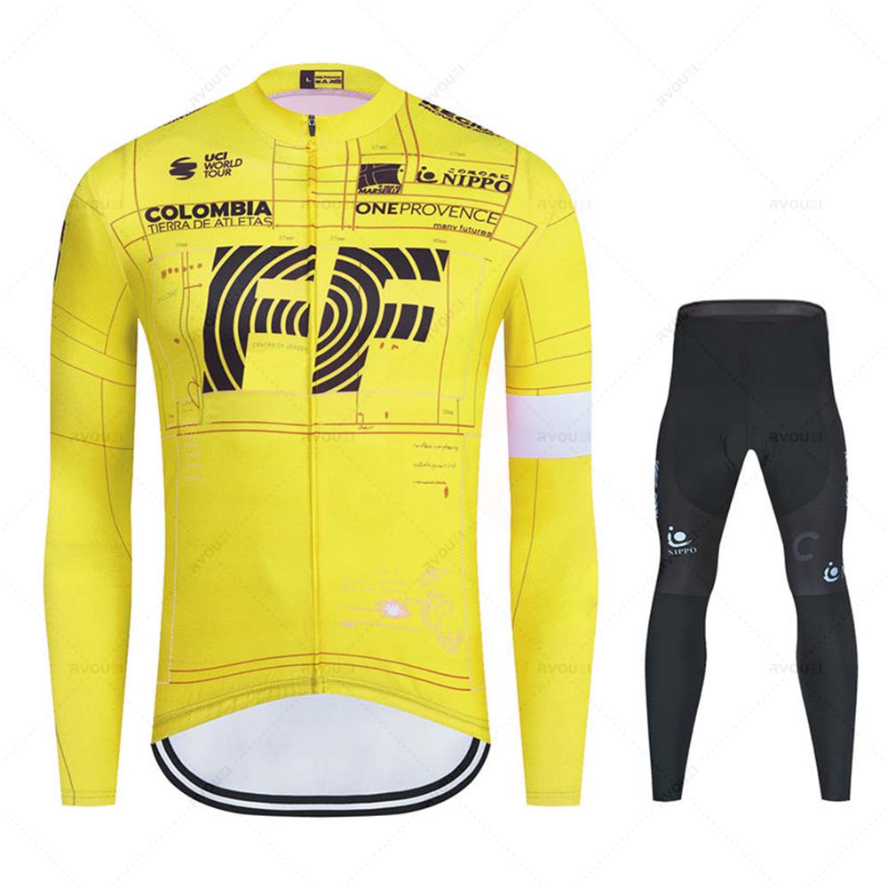 Cycling Jersey Set for Men, Bib Pants, Long Sleeve, Bicycle Clothing, MTB Bike Jersey, Uniform, Spring, Autumn, New