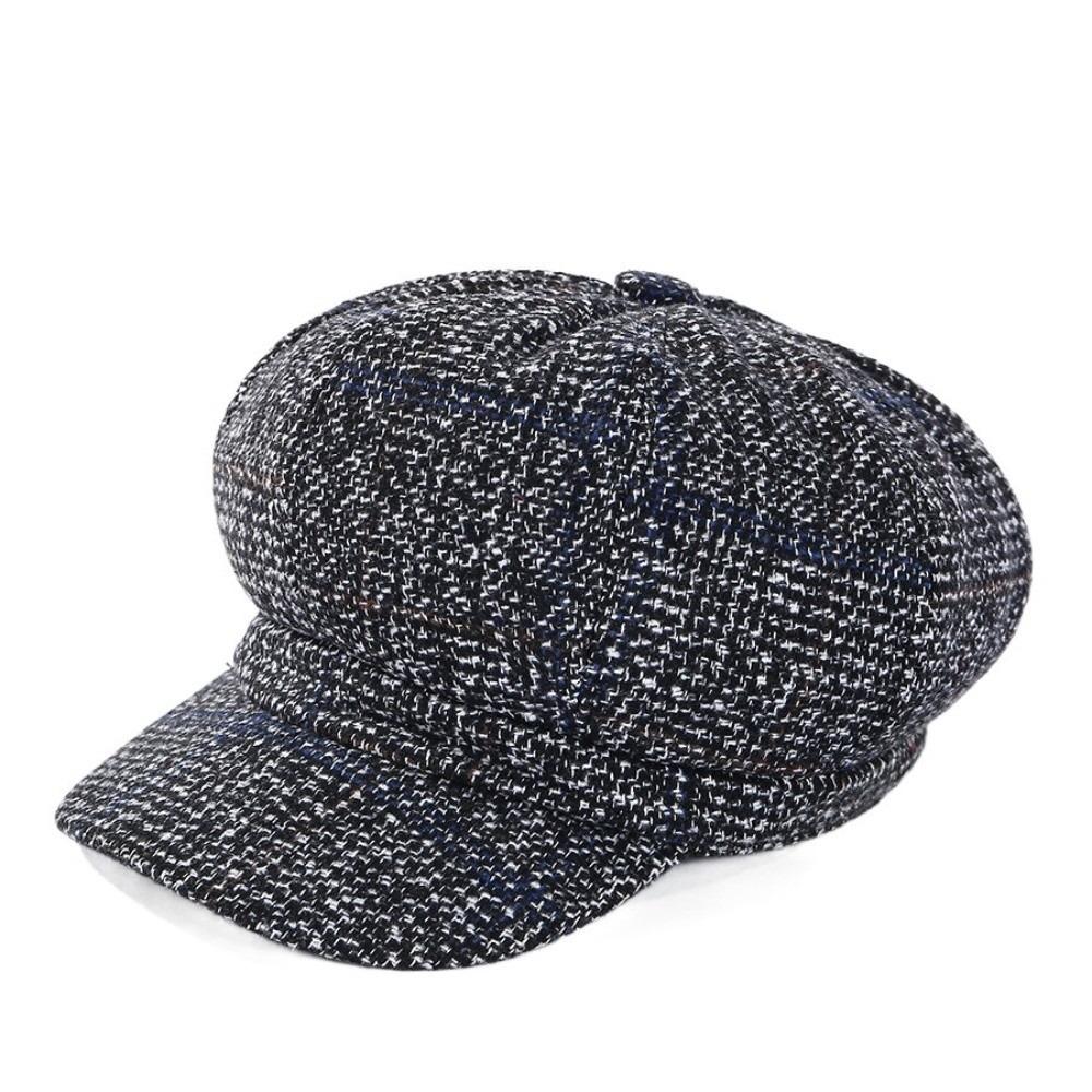 Plaid Design Woolen Hat Ear Protection Keep Warm Painter Caps Thick Material Korean Style British Berets Outdoor Activities