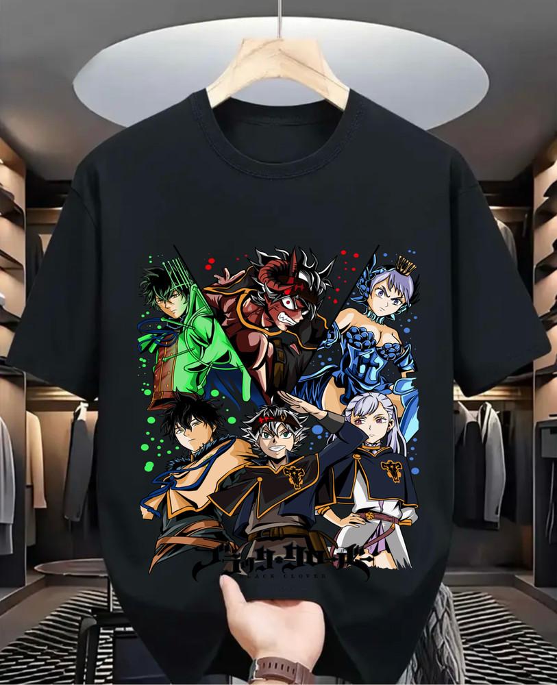 

Футболка Black Clover Аста Юно Аниме Манга Подарки для девушек Черная футболка Все размеры 2XL