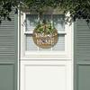 1 Set Seasonal Welcome Sign Front Door Decoration, Rustic Round Wood Wreaths Wall Hanging Outdoor, Farmhouse, Porch