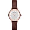 Gianni T-Bar Silver Leather/Brown Ladies Quartz Watch AR11269