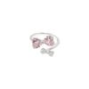 Elegant Women's Adjustable Sweet Pink Zirconia Bow Ring for Index Finger