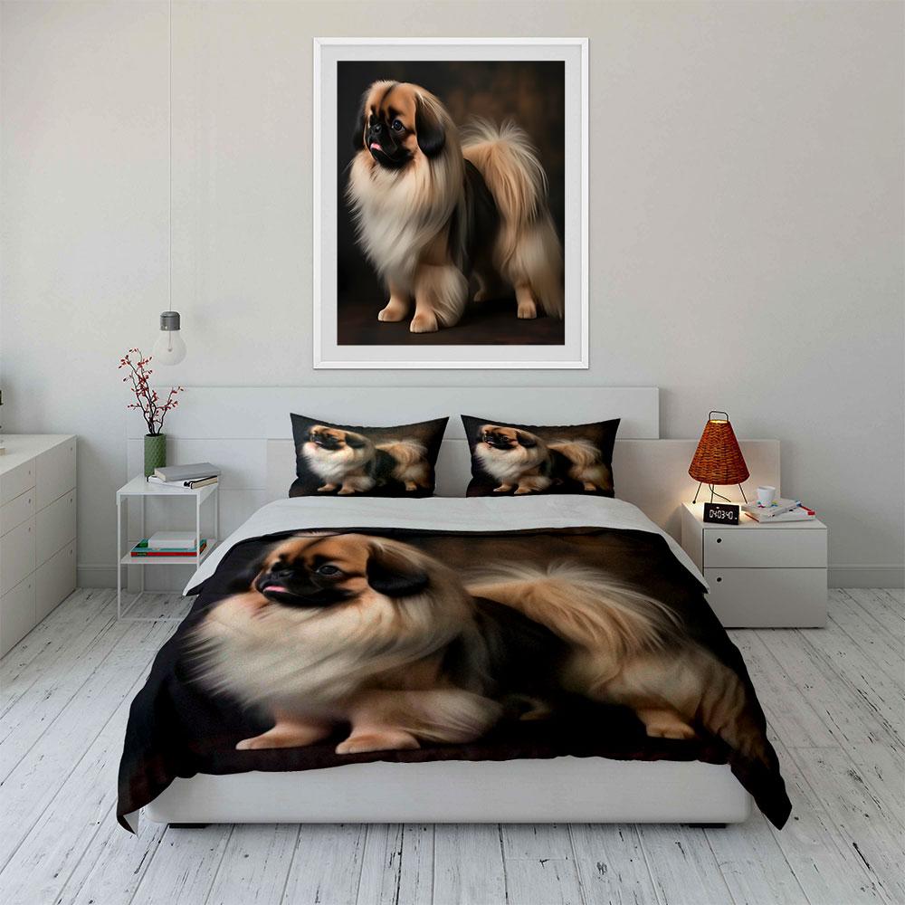 3Pcs Long-Haired Curly Dog Portrait Duvet Cover Set With 3D Printing Design Soft Polyester Bedding Set All-Season Comfort