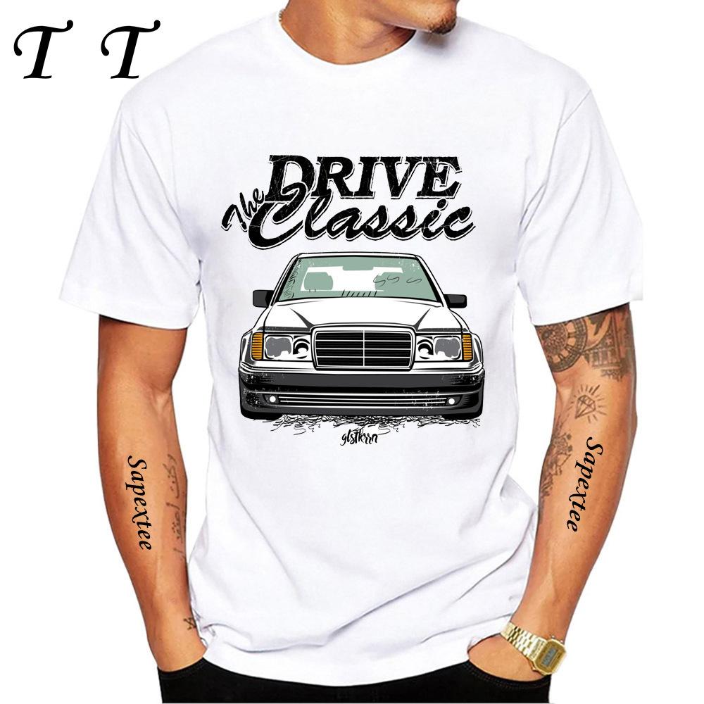New Summer Fashion Men Short Sleeve W124  Quot Dirty Style TShirt Boy Sport Casual White Tops Vintage Car Hip HopTees