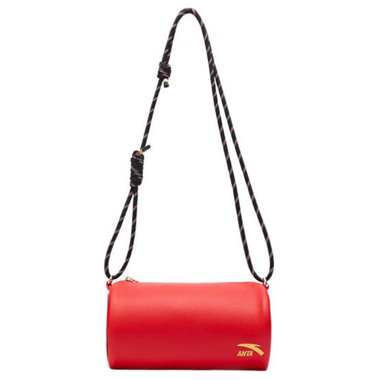 New Anta Synthetic Leather Cylinder Bag Crossbody Bag Regular Unisex Rich Red 192518113-3