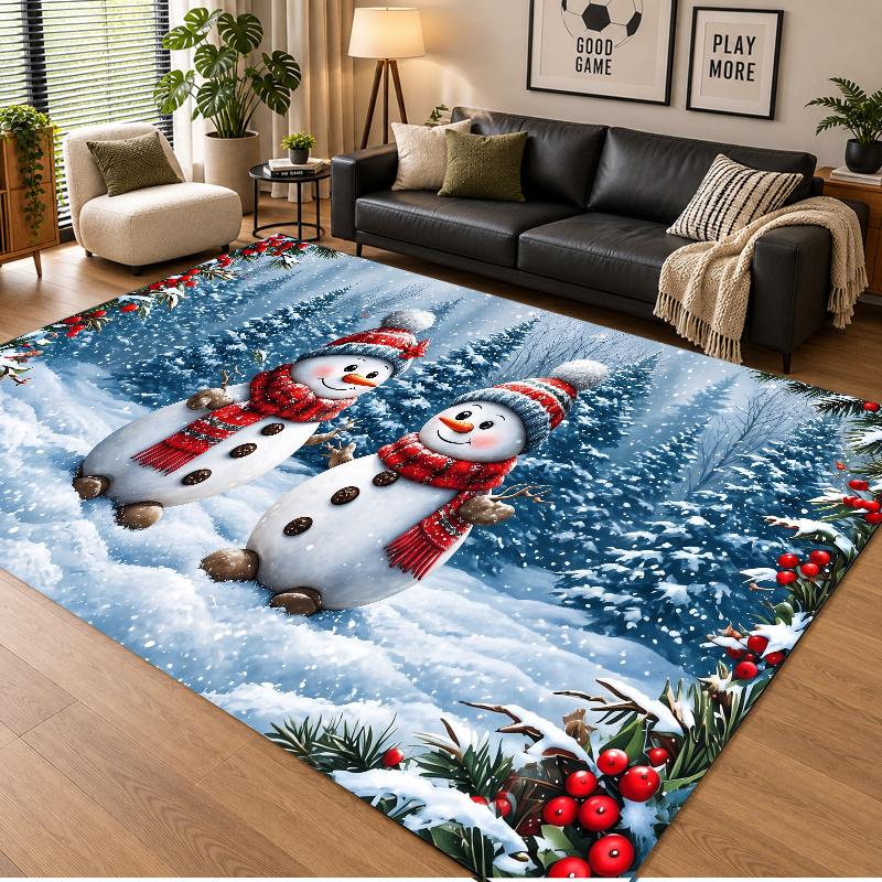 Christmas Theme Floor Carpet, Soft Area Rug, Xmas Indoor Home Holiday Decoration