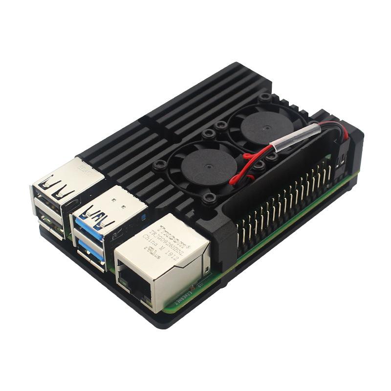 Passive Cooling Metal Case for Raspberry Pi 3B & 4, Aluminum Alloy Replacement Enclosure with Copper Heat Sink Compatibility