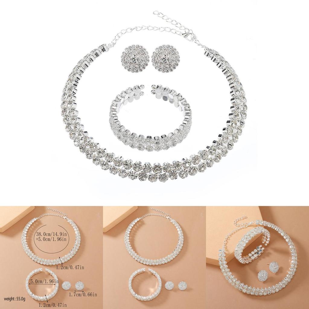 Elegant Water Diamond Necklace And Earrings Set With Geometric Design For Brides