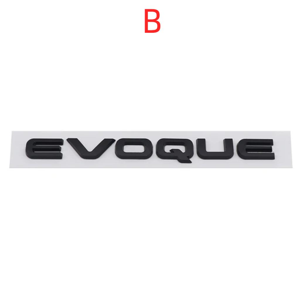 3D Chrome Black ABS EVOQUE Letters Car Rear Trunk Emblem Badge Sticker Decals for L/and R/ange R/over EVOQUE Auto Styling Accessories