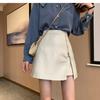 Versatile skirt children's spring and autumn fashion zipper PU leather skirt, thin high-waisted a-word culottes