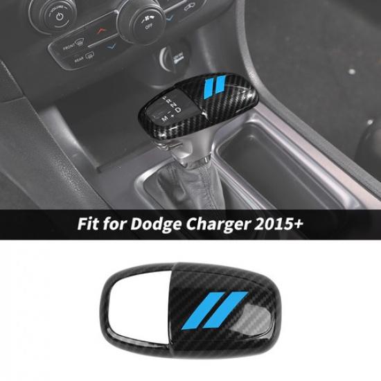 

Carbon fiber&Blue Center Gear shift Head Knob Cover For Dodge Charger Durango15+