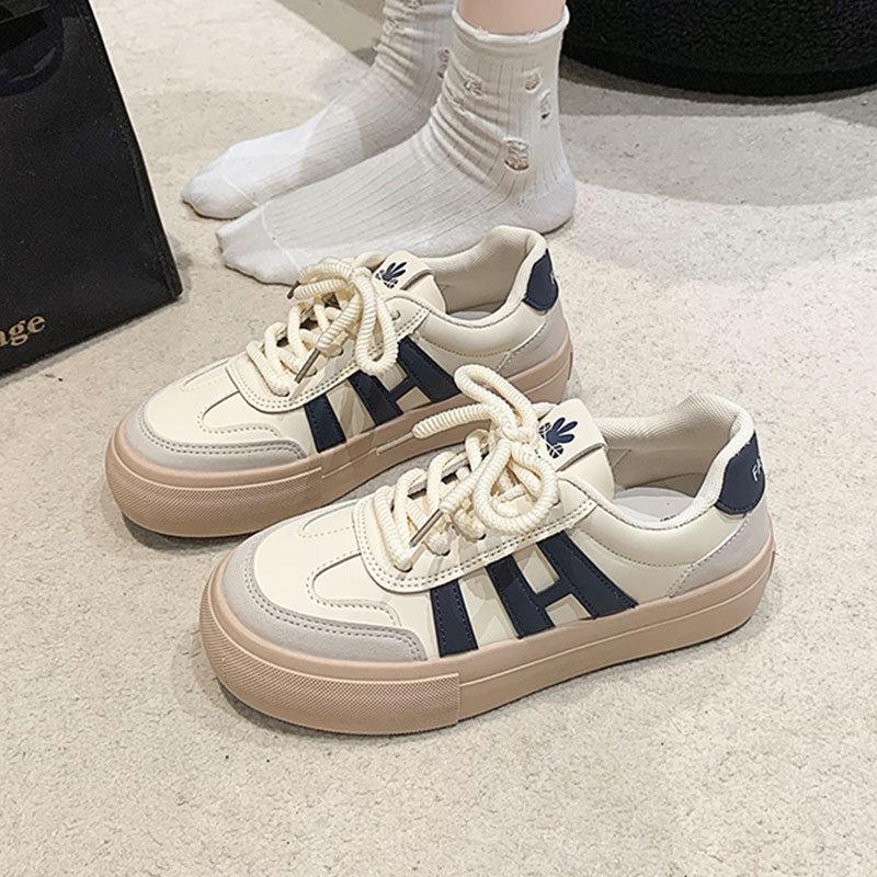 Platform-soled German training shoes, little white shoes, women's 2025 new spring and autumn versatile student lace-up canvas shoes, casual sports
