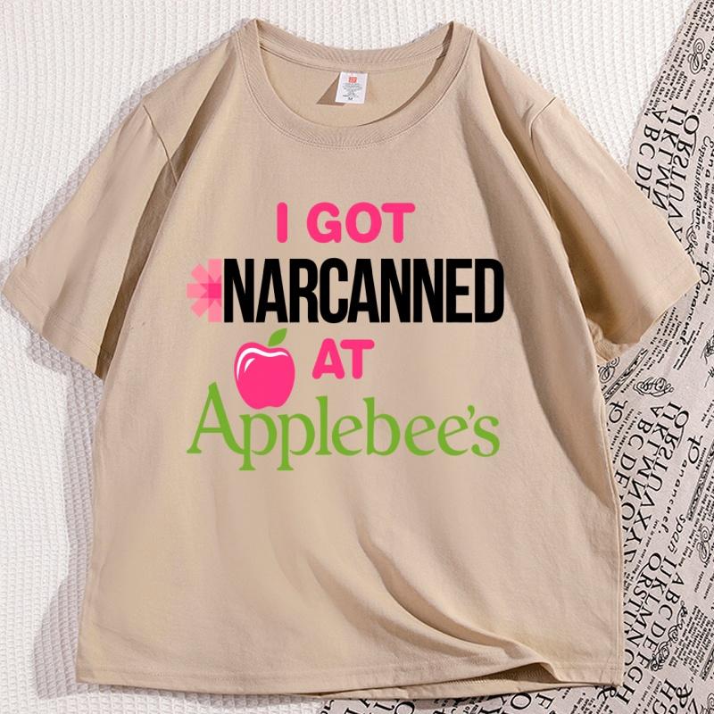 I Got Narcanned At Apple T Shirt Funny Food Short Sleeved Tshirt for Men Women Tee Clothes Loose Casual Cartoon Oversized Y2K