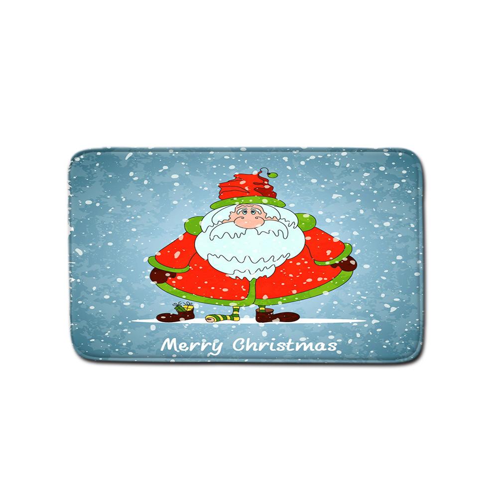 Christmas Shower Curtain Floor Mat Combination Four-Piece Set Bathroom Toilet Carpet Shower Room Mat Foot Mat