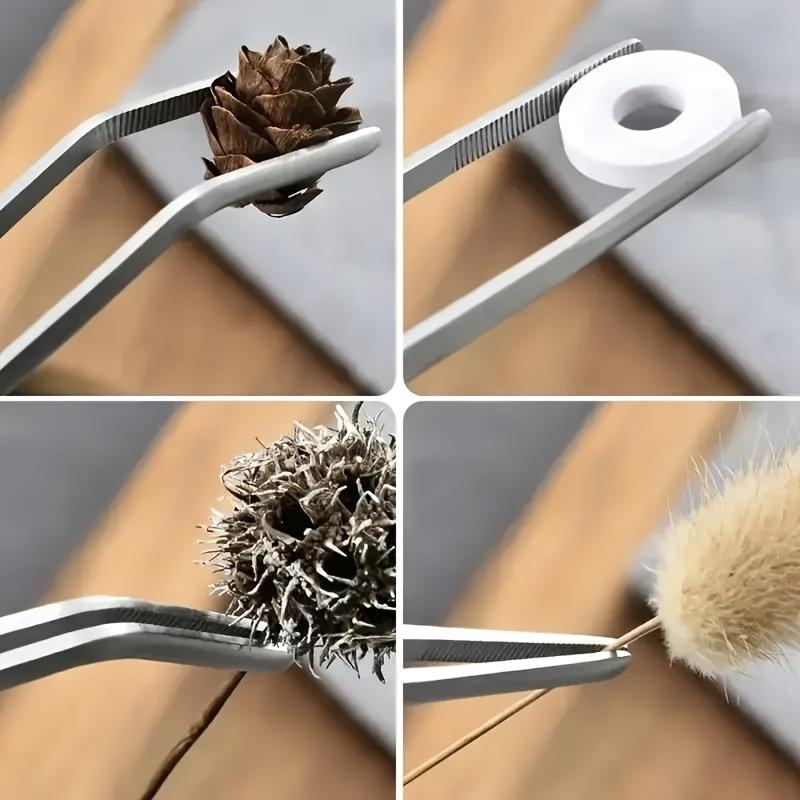 Long Tweezers Combination, Straight and Bent Tips Professional 304 Stainless Steel Tweezers, Durable and Sturdy, Suitable for Home and Office Use