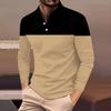 Fashion Men's Sweatshirt Long Sleeve Lapel Top Button Down Striped Polo Shirt