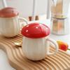 New Style Creative Cartoon Mushroom Theme Water Bottle Mug Cup, Ceramic Material, Grey And Red Two Color