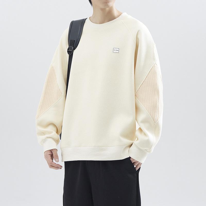 

Мужская толстовка с капюшоном, весна-осень, новый простой серый с круглым вырезом, с длинными рукавами, универсальный повседневный наряд, надеваемый через голову XXXXL бежевый