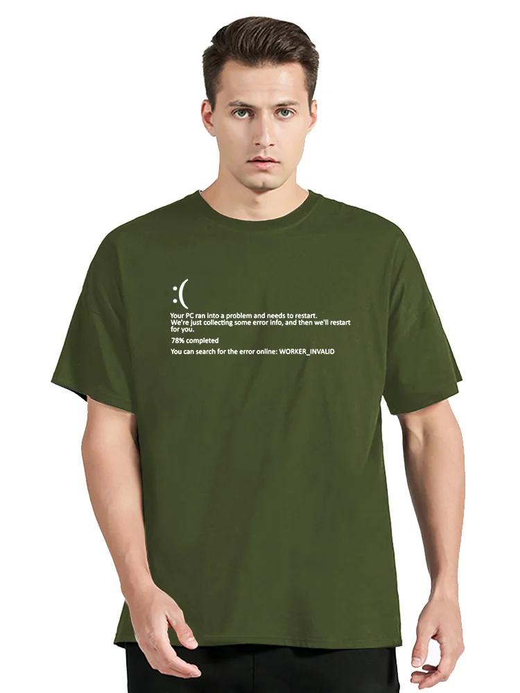 Funny Blue Screen Of Death BSOD Crash Nerd Computer Costume Top T-Shirts Camisa New Coming Men T Shirt Cotton Clothing