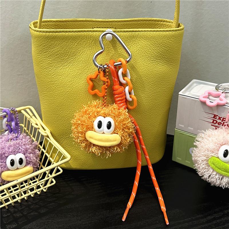 Miu Series Style Bag Pendant Cute Cartoon Plush Doll Keychain Ugly Cute Doll Schoolbag Woven Rope Mobile Phone Pendant