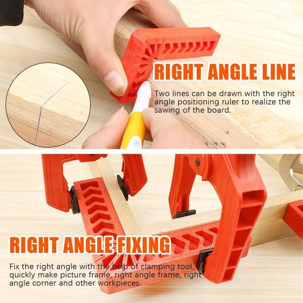 4PCS 90 Degree Right Angle Clamps Set 3/4/6 Inch Plastic Positioning Ruler for Woodworking Measuring Fixing Auxiliary Tools