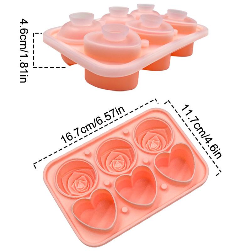 Formičky na led ve tvaru růže a srdce, silikonová forma na led 2 v 1, zábavné formičky na led na whisky, koktejly, šampaňské