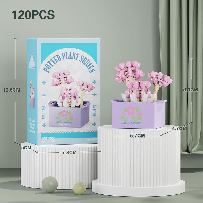 Flower Succulent Potted Model Building Block Diy Eternal Bouquet Home Desk Plant Decor Brick Girl Gift Children Toy