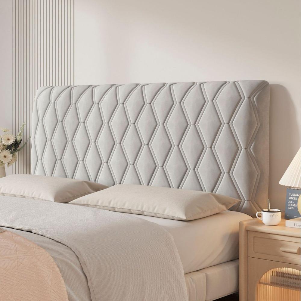 Einfarbiger Betthauptbezug Rautenmuster Betthaupt Staubschutz Samt Kopfteilbezug Schlafzimmer