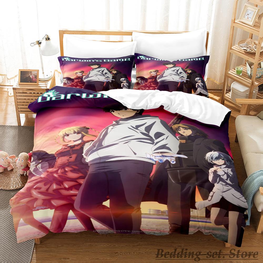 

2023 Darwin s Game Bedding Set Single Twin Full Queen King Size Bed Set Adult Kid Bedroom Duvetcover Sets Anime Kawaii EU single(135x200cm)