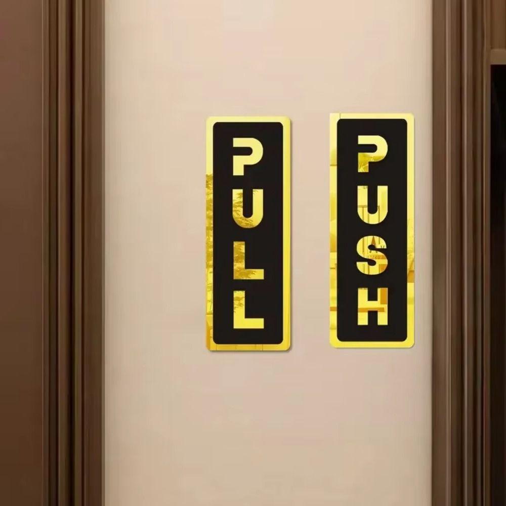 2Pcs Creative Push&Pull Window Door Sticker 3D Push Pull Door Sign  Glass Door Identification