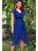 Asymmetrisches Chiffonkleid mit Rüschen, Marineblau XL
