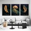 Black Gold Leaves Art Canvas Paintings Modern Plants Flowers Posters and Prints Wall Pictures for Living Room Wall Decor Cuadros