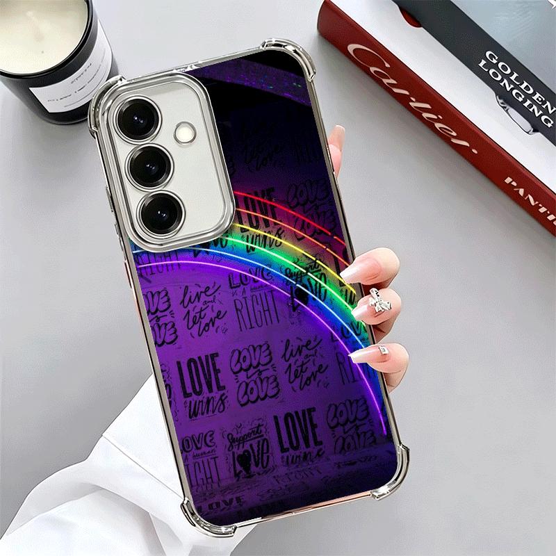 LGBT Rainbow Love Is Love Plating Phone Case For Samsung A17 A07 A37 A57 A16 A56 A15 A55 A14 A54 A13 A53 A26 A36 A25 A35 A24 A34