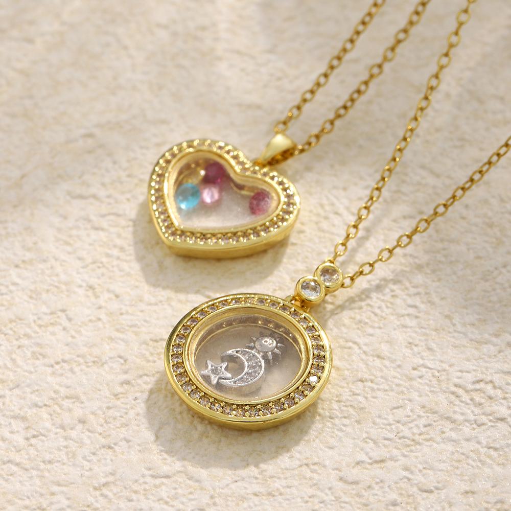 MamacitaSlay 316L Stainless Steel Heart Sun Moon Star Necklace 18K Gold Plated Waterproof Jewelry For Women Party Everyday Wear