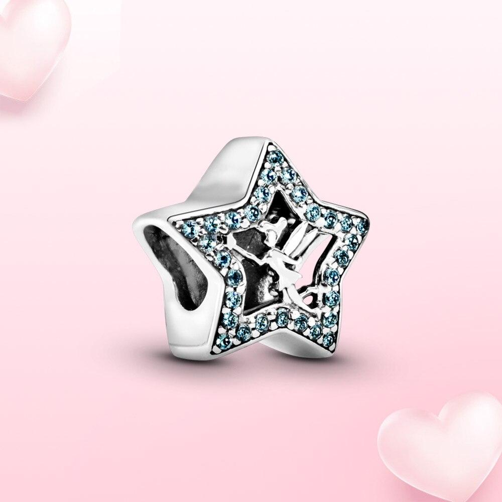 Genuine 925 Sterling Silver Charm Tinker Bell Pendant Fairytale Castle Fit Original Panjia Necklace Women Fashion Jewelry Gift