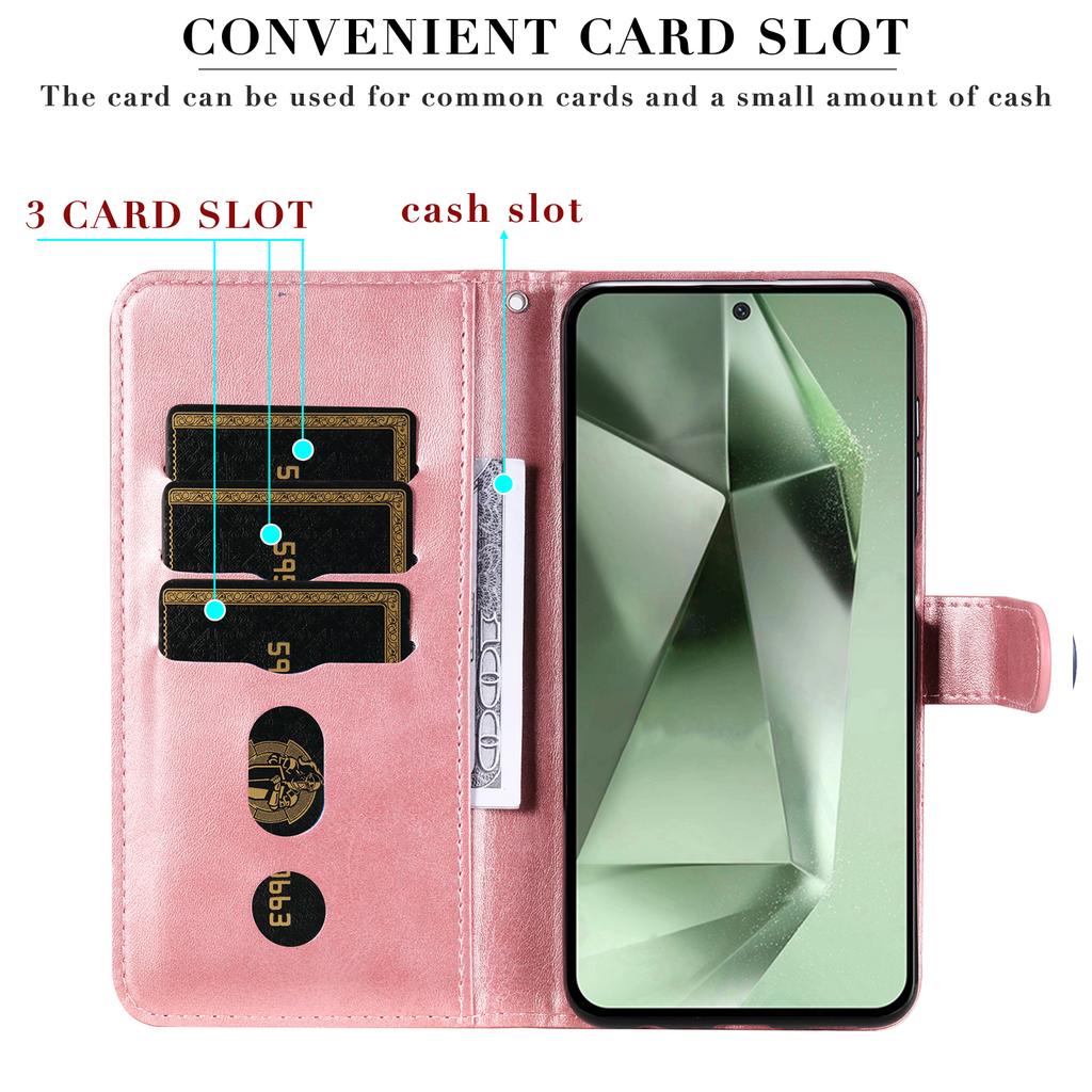 For Samsung Galaxy S24 FE Case PU Leather Stand Phone Cover with Zipper Pocket